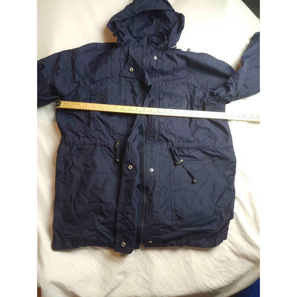 Woman Within Anorak Parka Jacket L 18/20 Blue Hooded Minimalist Utility Gorpcore - Picture 3 of 7